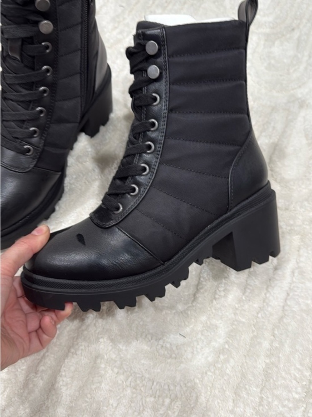 Women’s Black Lace-Up Chunky Heel Combat Boots
